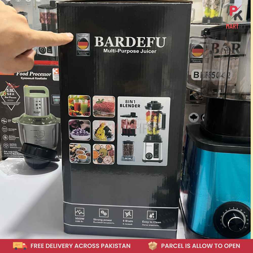 BARDEFU 8-in-1 Multi-Function Blender - Juicer, Grinder, Chopper & Mixer - High-Speed Powerful Motor