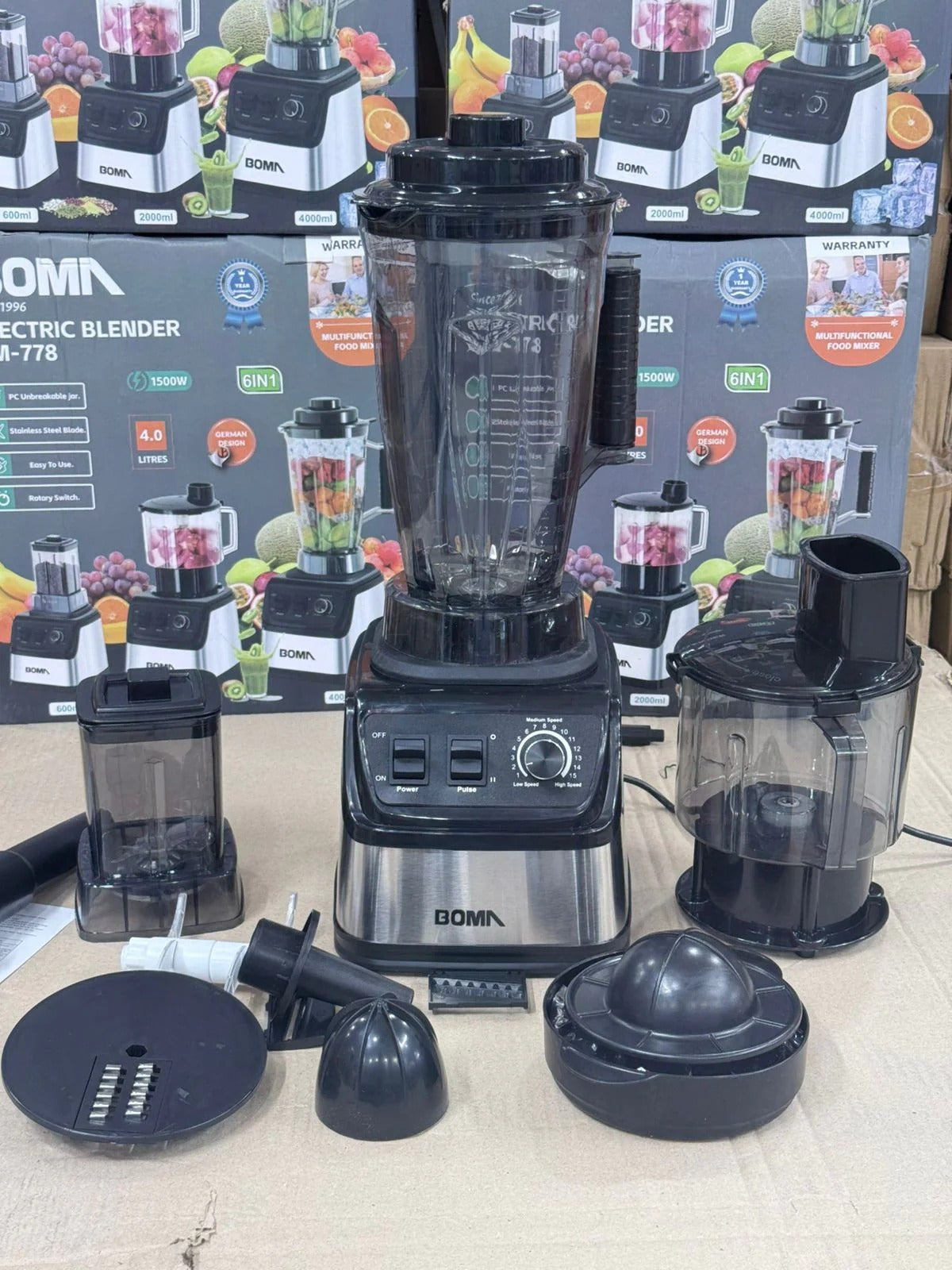 BOMA 6-in-1 Juicer Blender | Multifunction Food Processor | Powerful Motor